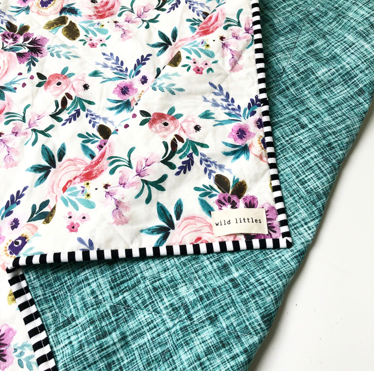 Victoria Watercolour Floral Wholecloth Quilt - Made to Order | Wild Littles