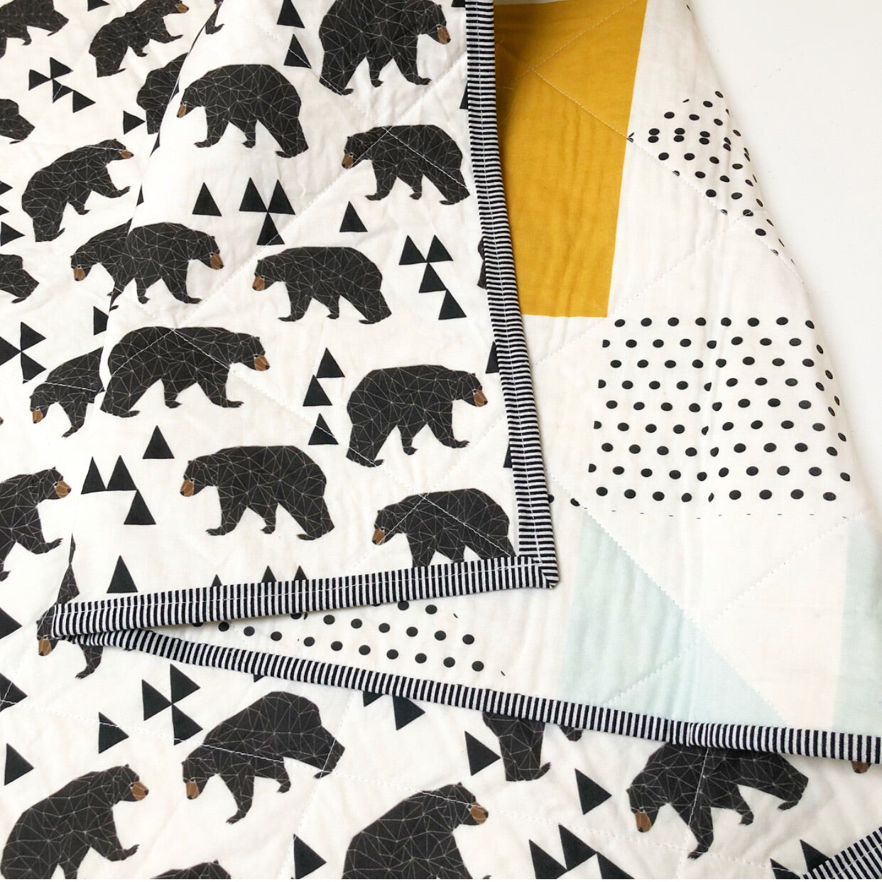 Bear with Me Navy + Mustard Wholecloth Quilt - Made to Order | Wild Littles