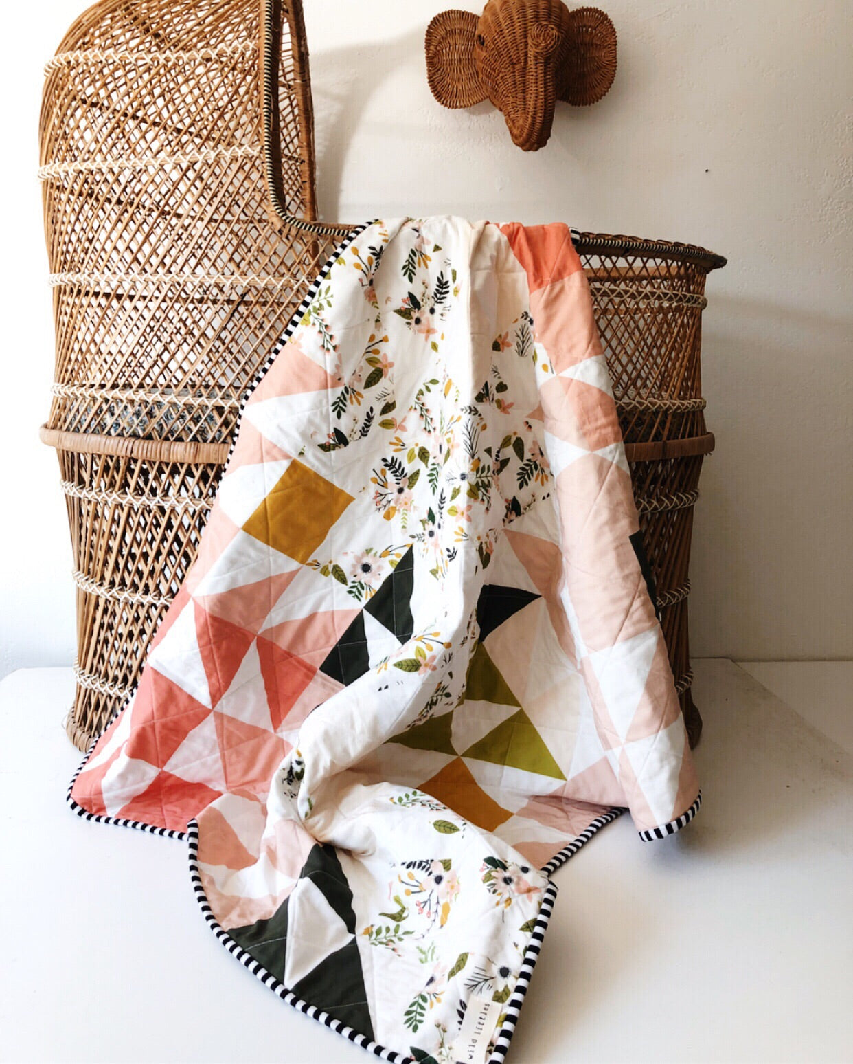 Forest + Blush Puzzlecloth Wholecloth Quilt - Made to Order | Wild Littles
