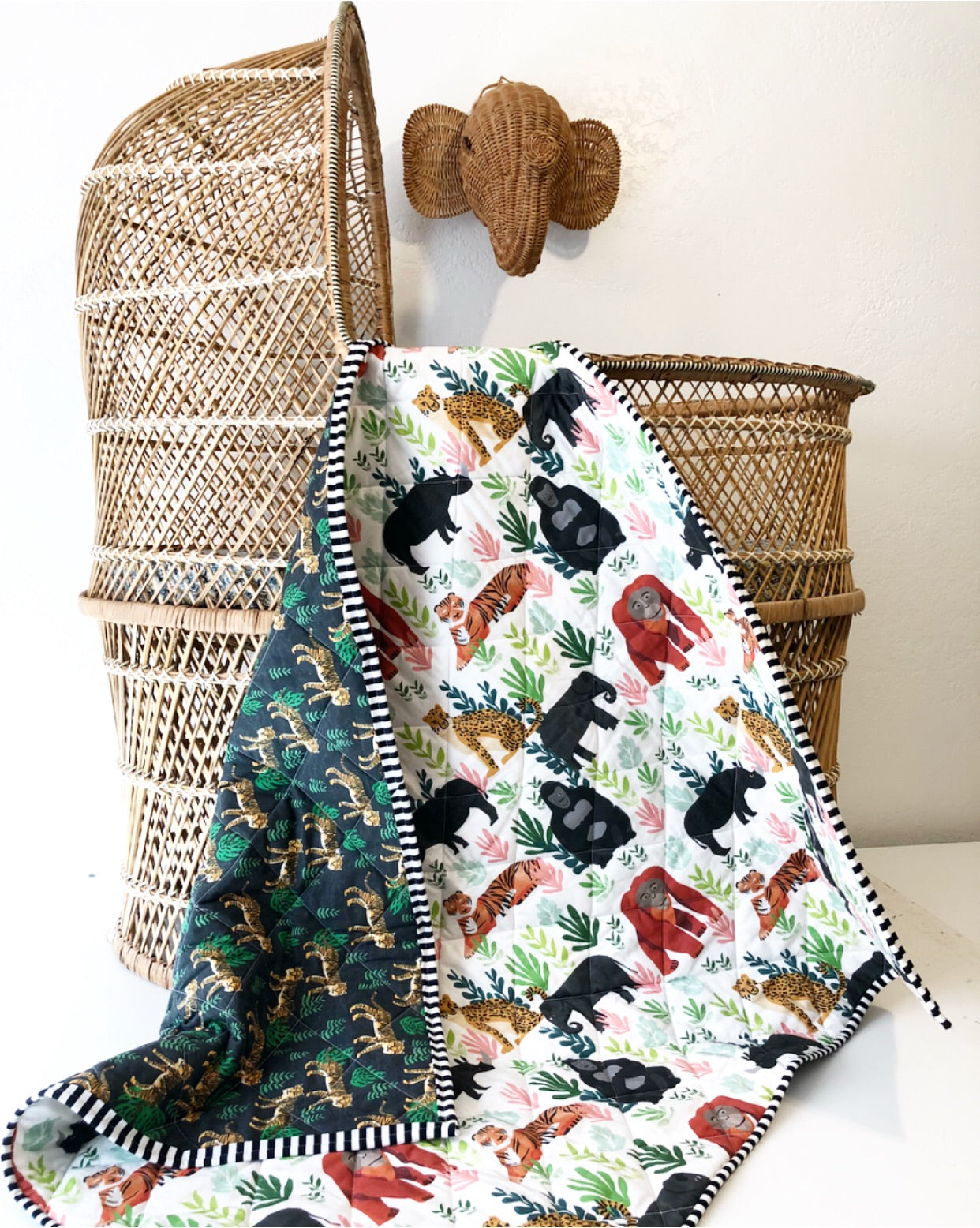 It's a Jungle Out There Safari Wholecloth Baby Quilt - Made to Order | Wild Littles