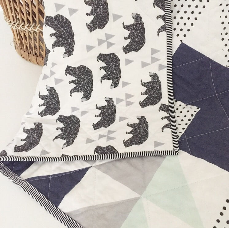 Bear with Me Wholecloth Quilt - Made to Order | Wild Littles