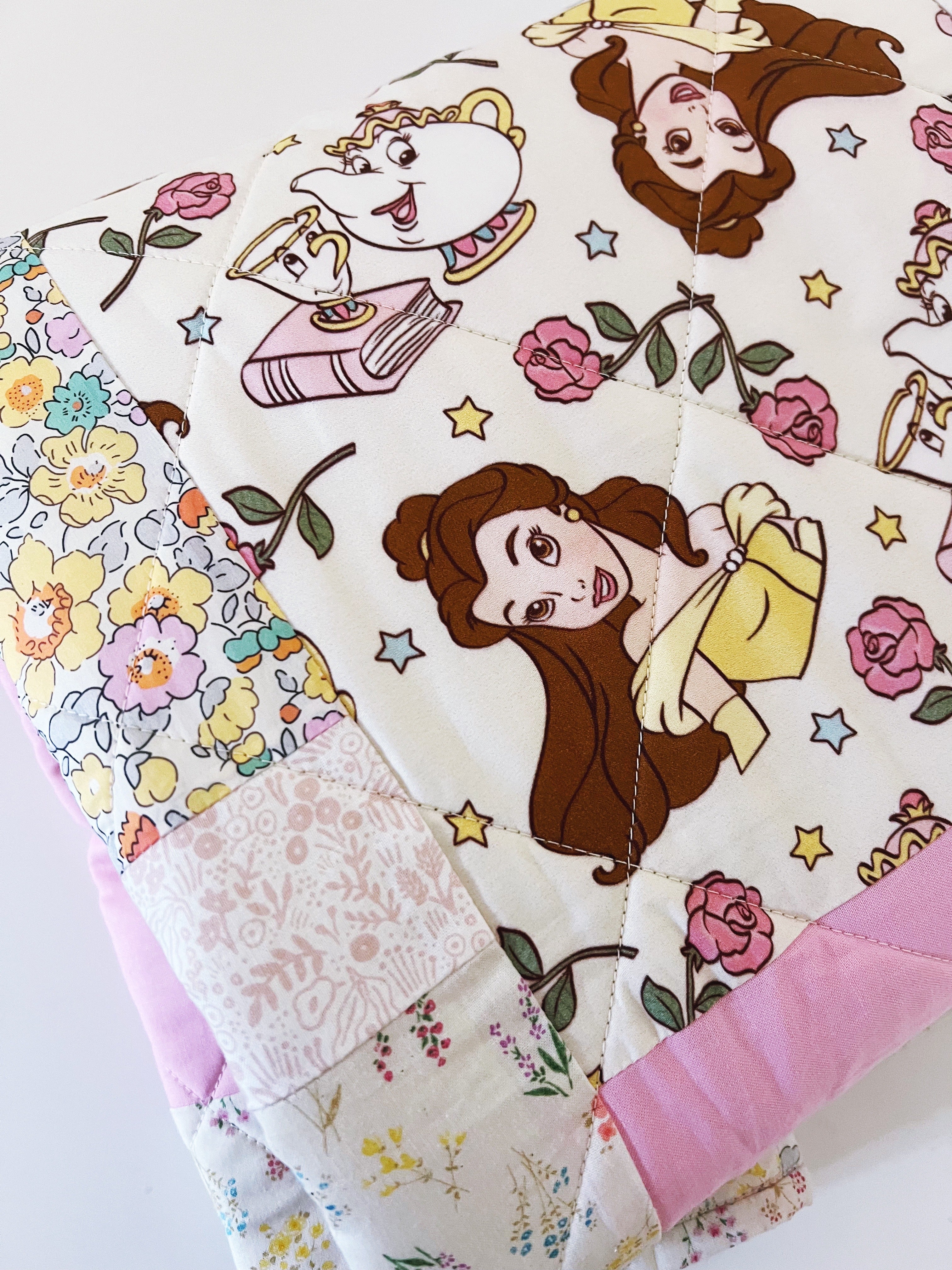 belle princess patchwork baby quilt - ready to ship