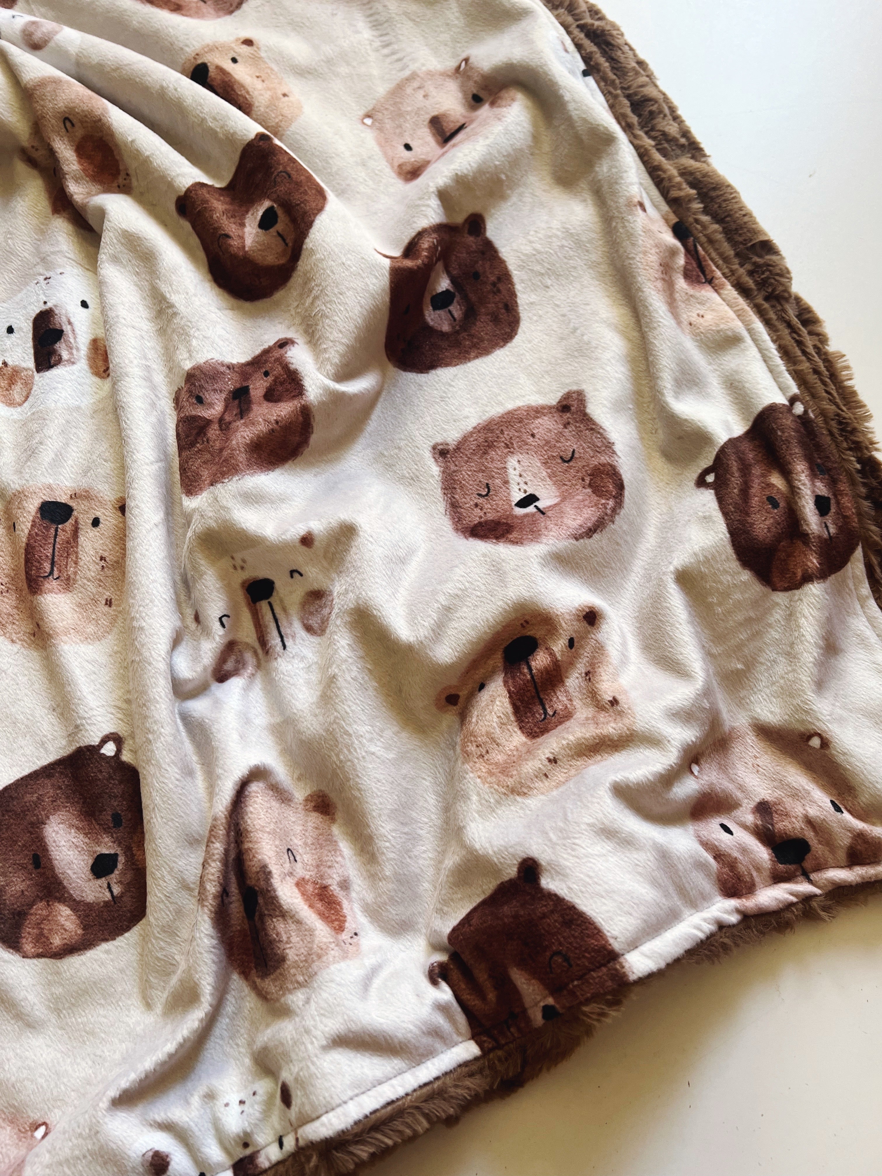 the cutest bears ever minky cuddle blanket - ready to ship