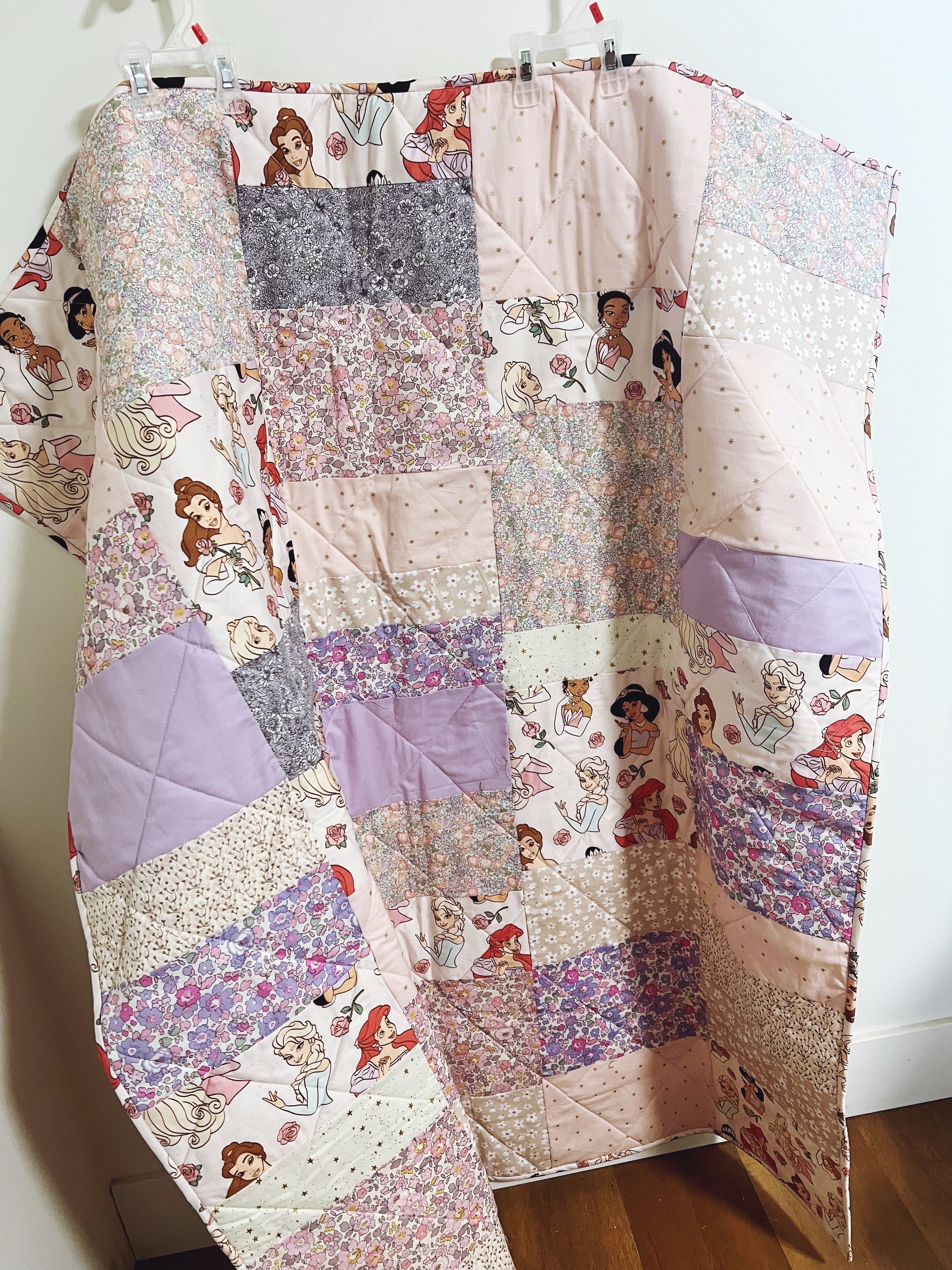 LARGE all the princesses patchwork baby quilt - ready to ship