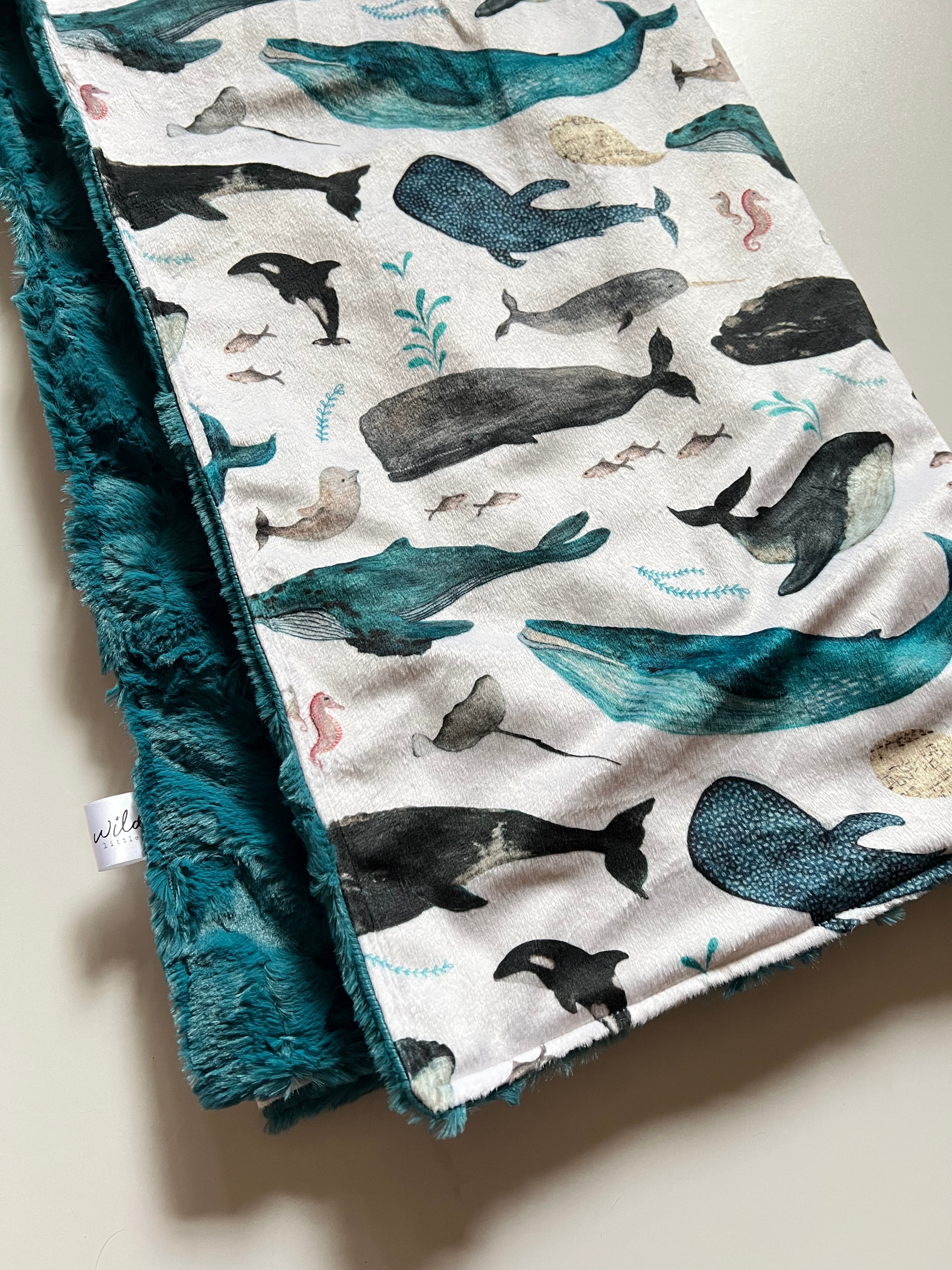 Whale Town Minky Cuddle Blanket