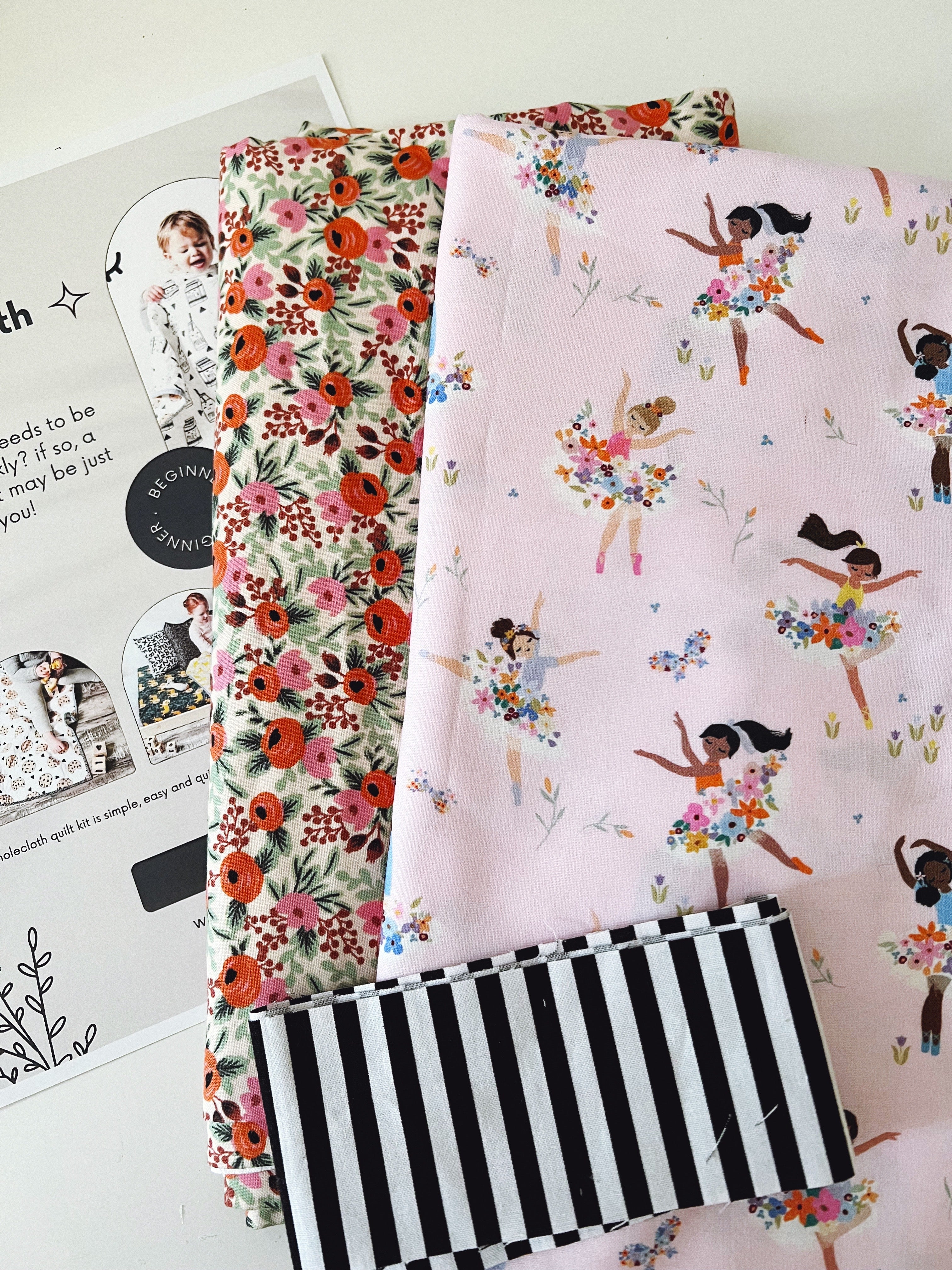 Whole Cloth Quilt Kit - rifle paper co floral ballerina
