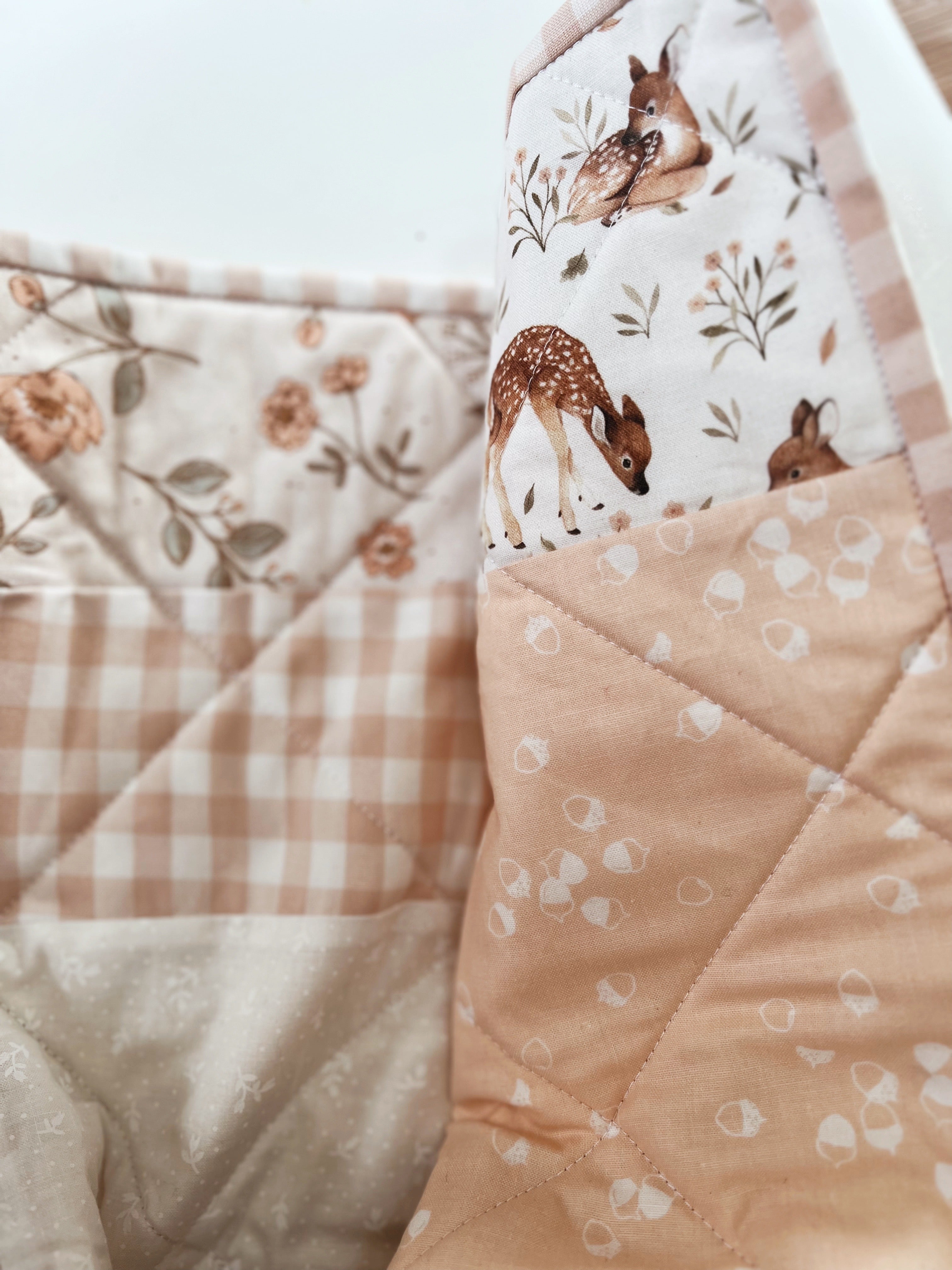 Fawns of Spring Patchwork Baby Quilt - Ready to Ship