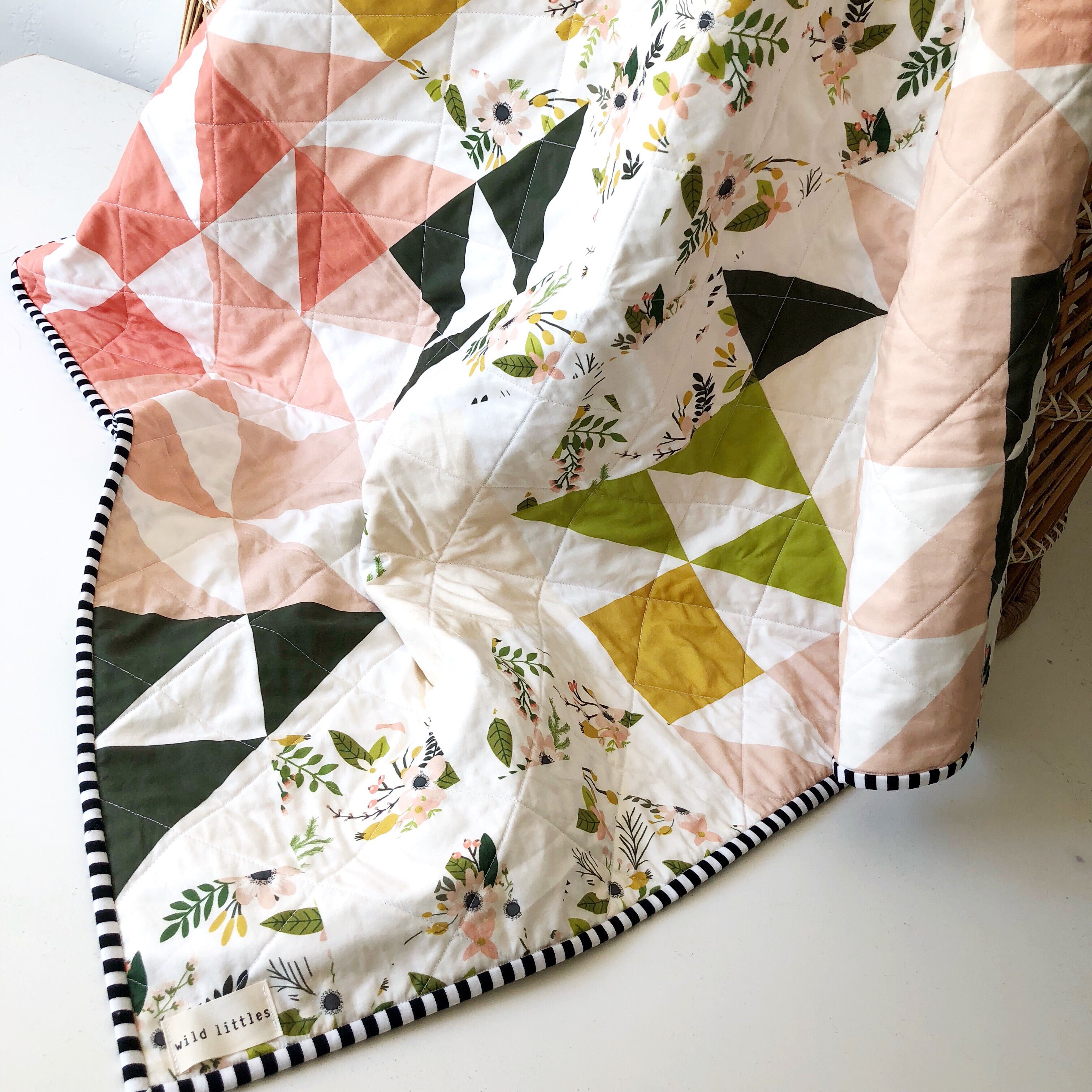 Forest + Blush Puzzlecloth Wholecloth Quilt - Made to Order | Wild Littles