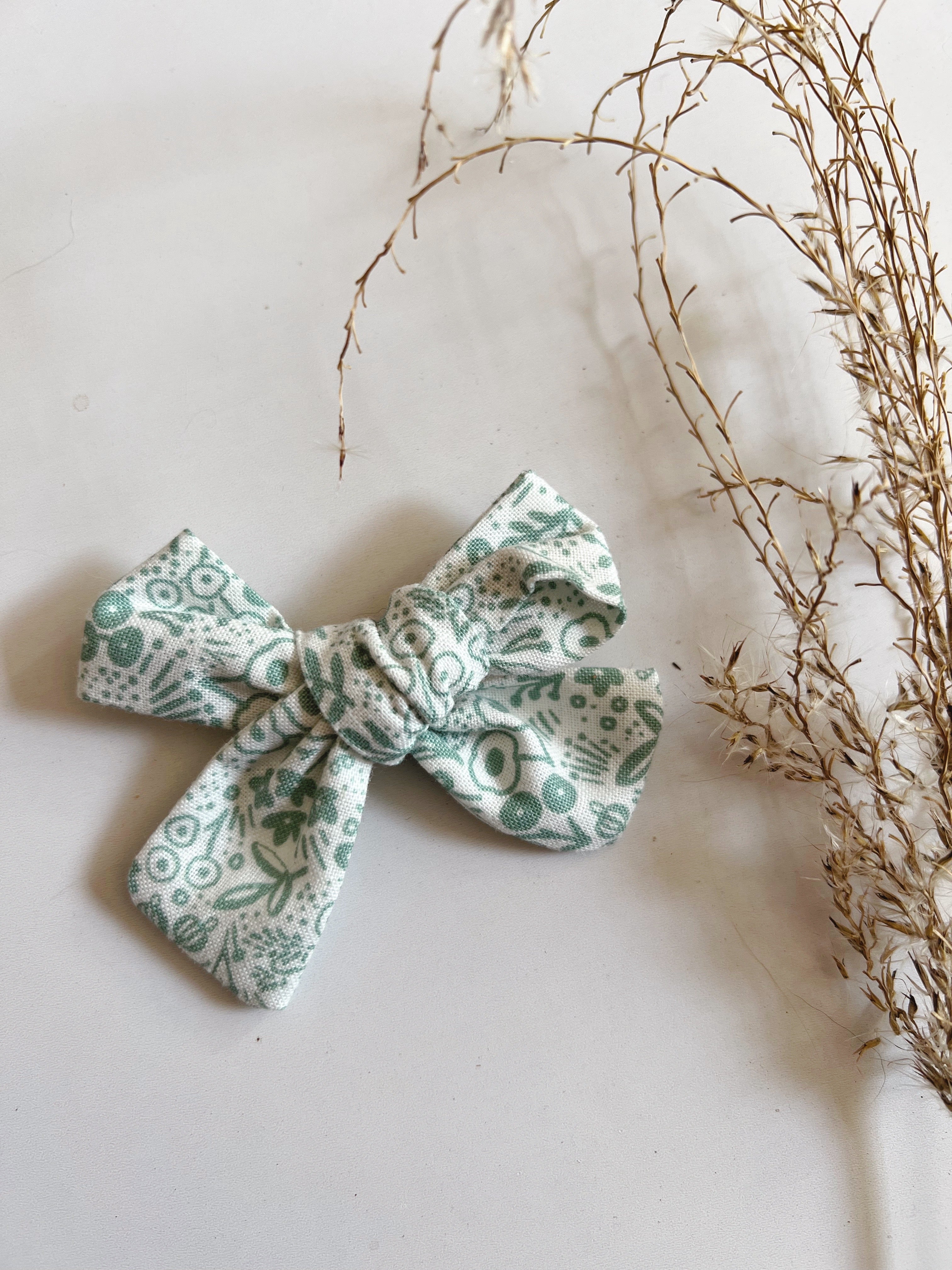 rifle paper co mint garden peonies hair bow