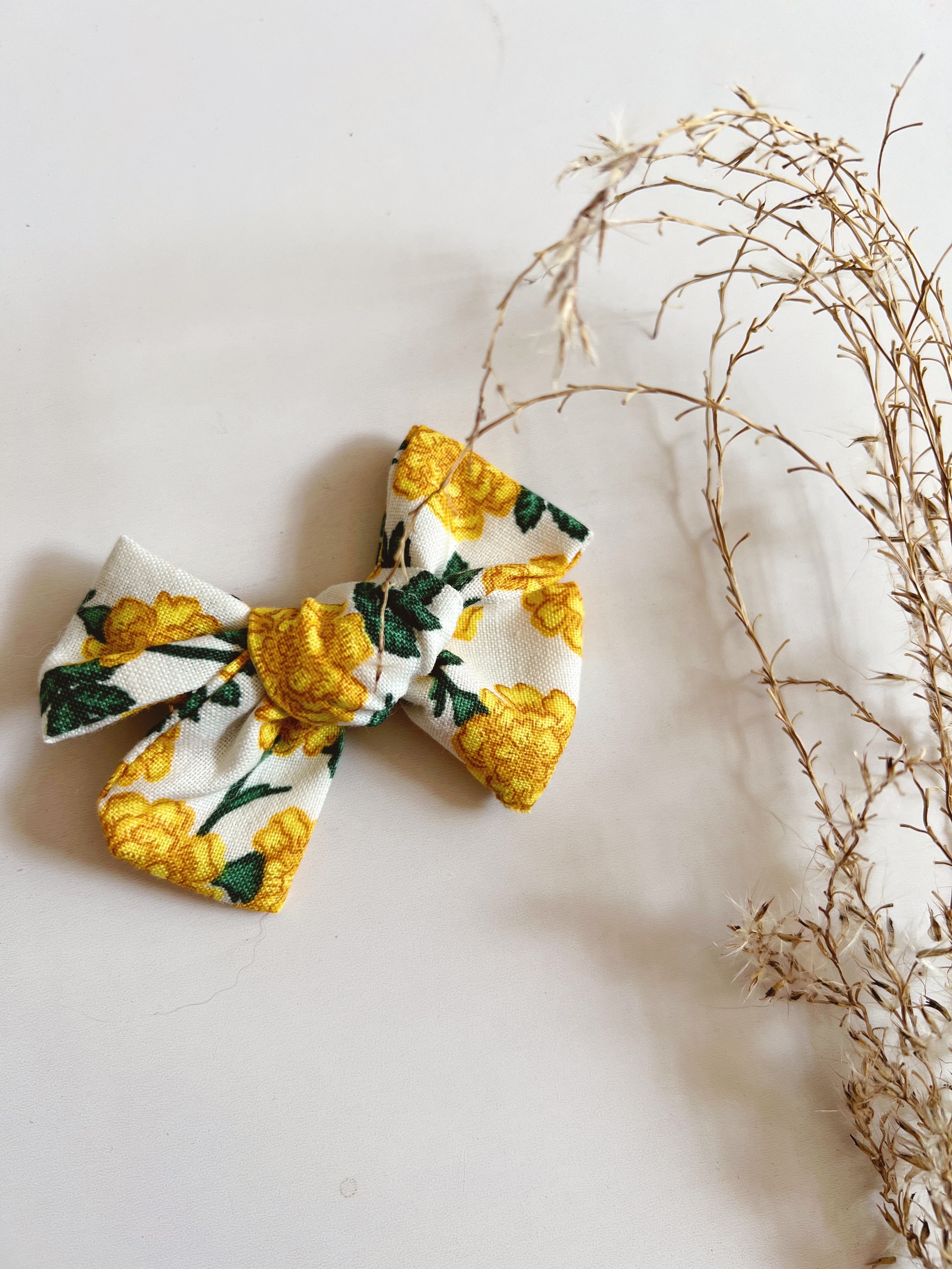 rifle paper co yellow peonies hair bow
