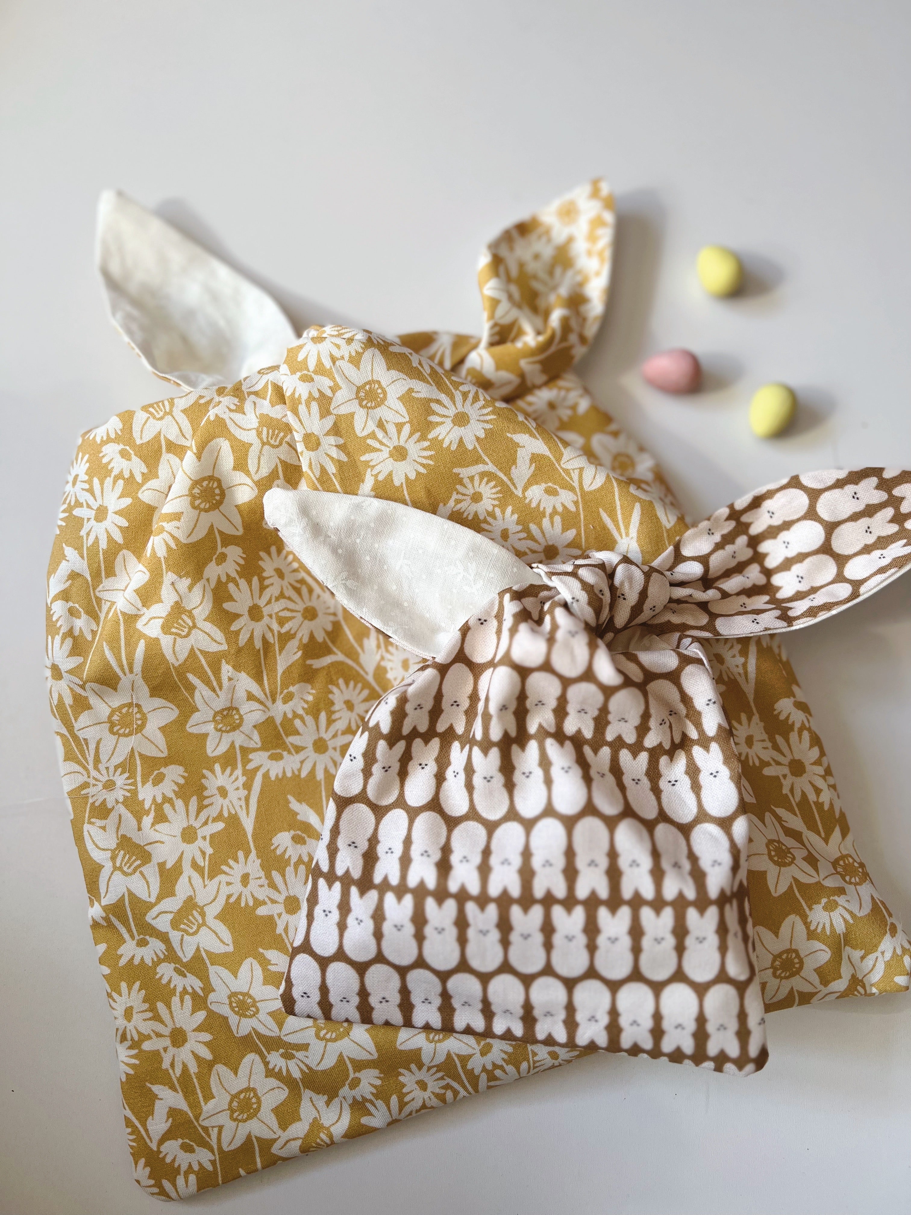 easter bunny bags - daffodils + bunnies