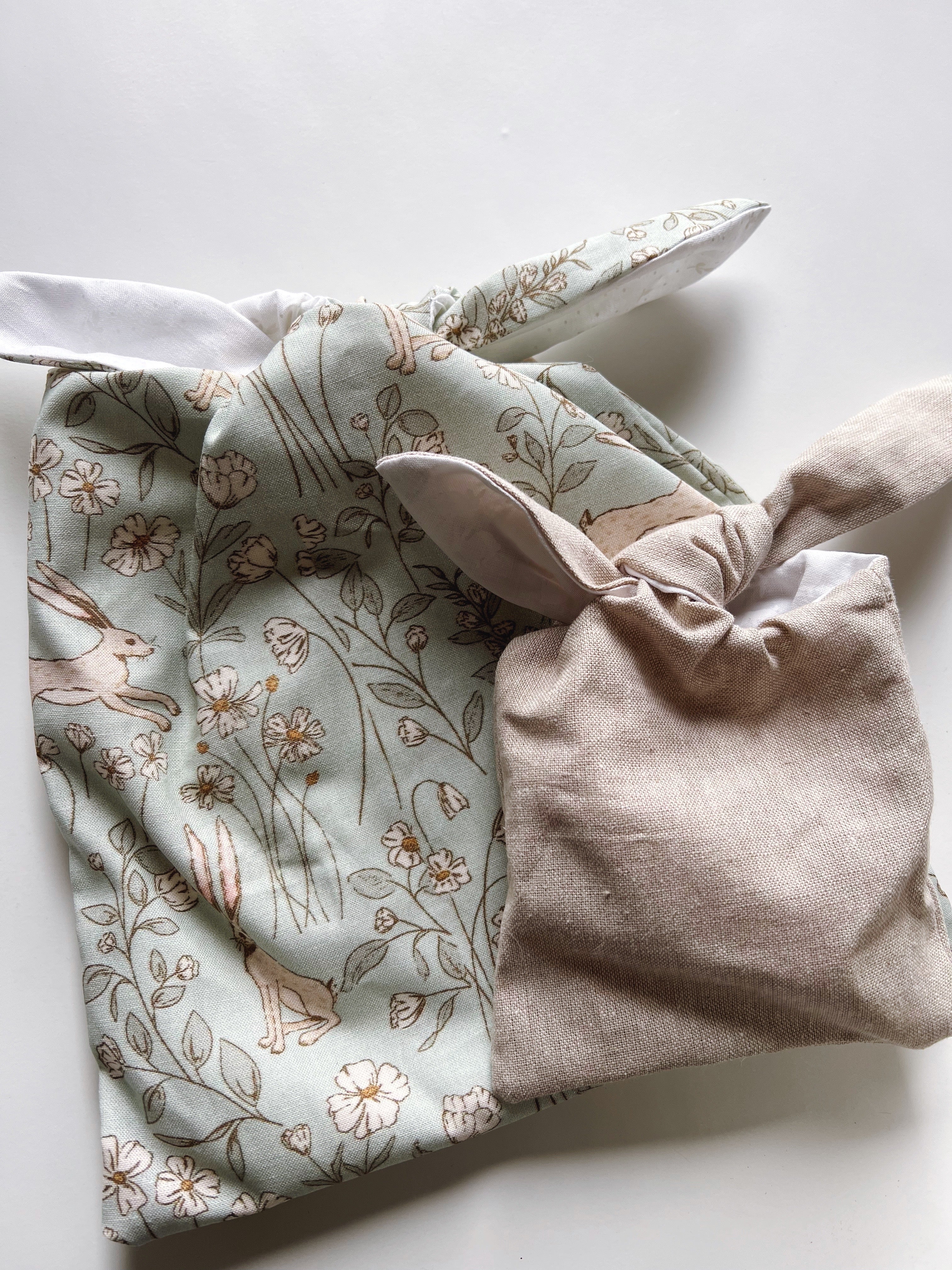 easter bunny bags - hares + linen
